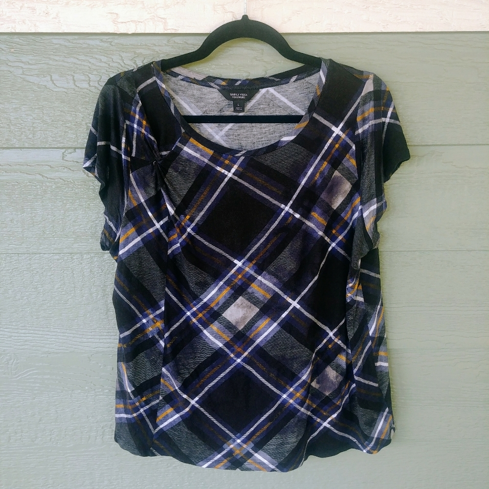 Vera Wang Plaid Traveler's Accent Shirt